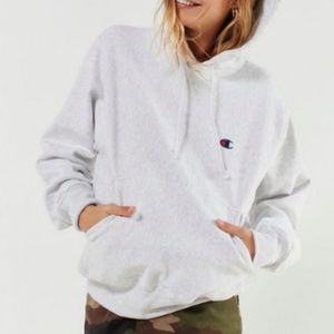 Champion Reverse Logo Hoodie- Light Grey